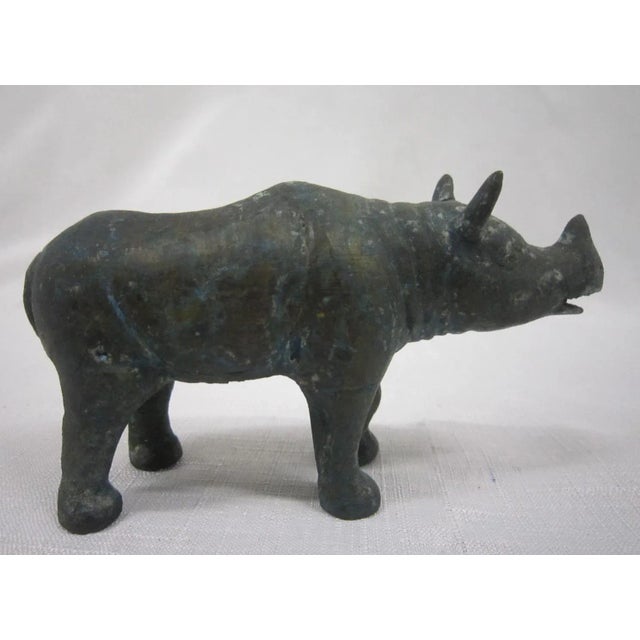 Figurative Old Thai Bronze Rhino FIgure For Sale - Image 3 of 6