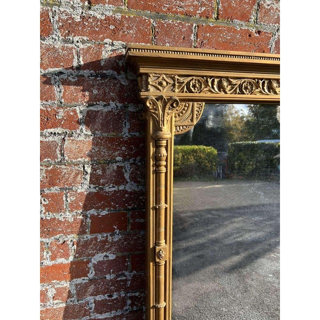 W: 142cm (55.9")h: 164cm (64.6")d: 8cm (3.1") an exceptional large antique english 19th c carved wood & gesso gilt column...