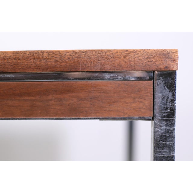 Mid Century Modern Chromed Steel Mahogany Veneer Table For Sale - Image 4 of 8
