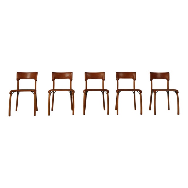 Italian Dining Chairs in Cognac Leather, 1990s, Set of 5 For Sale