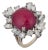 1950s Mid Century French Gia 11 Carat No Heat Cabochon Ruby Diamond Platinum Ring, Size 6.5 For Sale