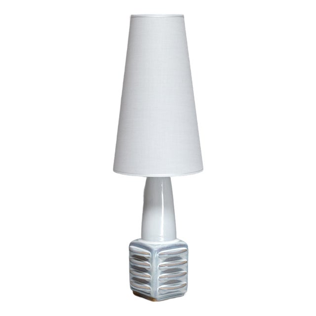 Misty Blue Glazed Ceramic Table Lamp by Einar Johansen for Søholm, Denmark, 1960s For Sale