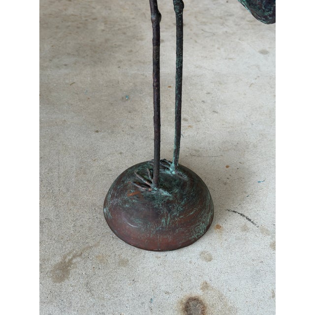 Vintage Handcrafted Copper Heron Sculpture With Verdigris Patina For Sale - Image 4 of 11