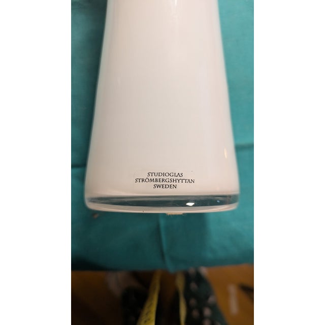Mid-Century Modern Anna Örnberg for Strömbergshyttan 12" White Opaline Swung Vase For Sale - Image 3 of 5