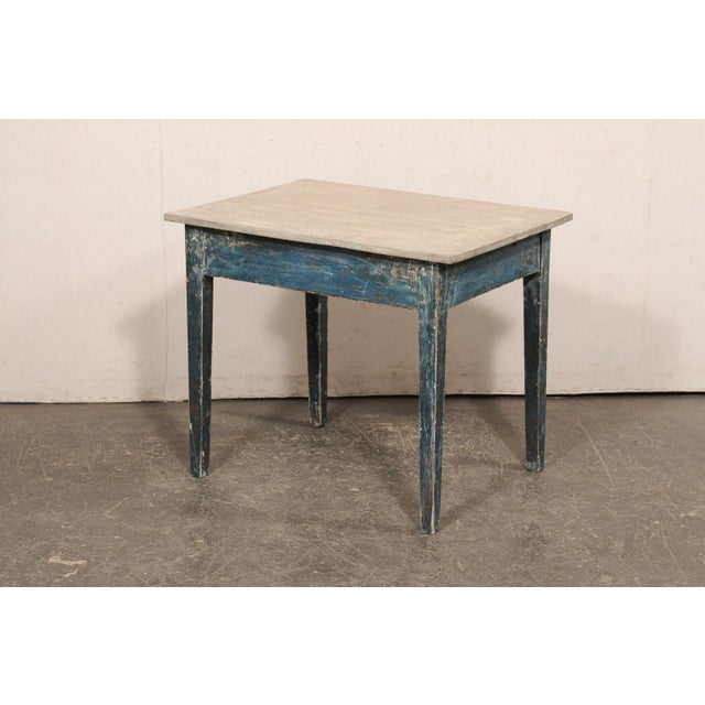 Gustavian (Swedish) Swedish 19th C. Accent Table, Blue & Taupe For Sale - Image 3 of 11