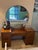 Wood 1940s Retro Vanity - Dressing Table/ Bar With Large Round Mirror For Sale - Image 7 of 7