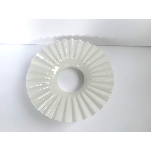 White Early 20th Century White Milk Glass Pleated Petticoat Oil Lamp Shade For Sale - Image 8 of 9