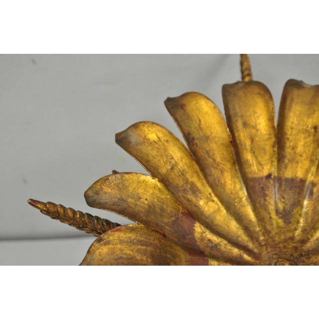 Metal Vintage Italian Hollywood Regency Gold Gilt Tole Metal Iron Compote Centerpiece For Sale - Image 7 of 12