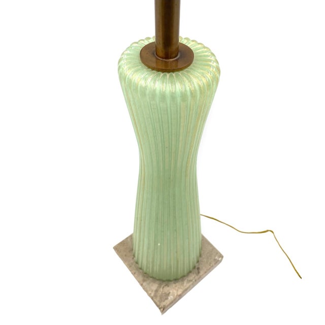 1940s Mid-Century Modern Green Murano Glass Table Lamp from Barovier & Toso, 1940s For Sale - Image 5 of 18