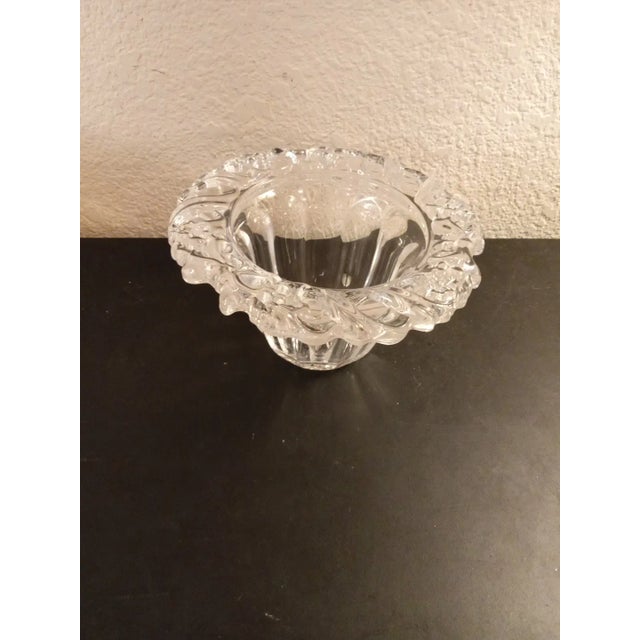 1980s 1980s Merry Christmas Crystal Votive Candle Holder With Wreath Rim For Sale - Image 5 of 6