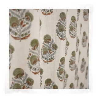 Fabdivine Hand Block Printed Viscose Colorued Linen Ring Curtain Mohini Size-54" W X 89" L For Sale