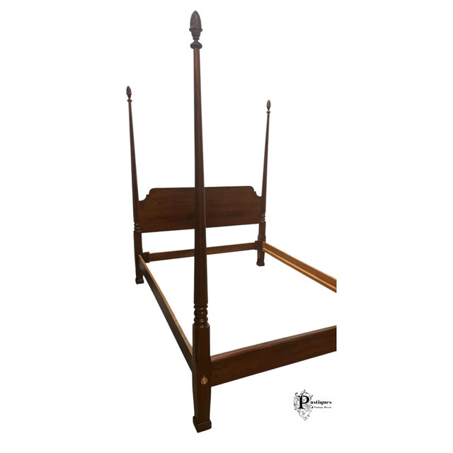 American Vintage Jamestown Sterling Chippendale Style Mahogany Queen Size Four Poster Bed For Sale - Image 3 of 10
