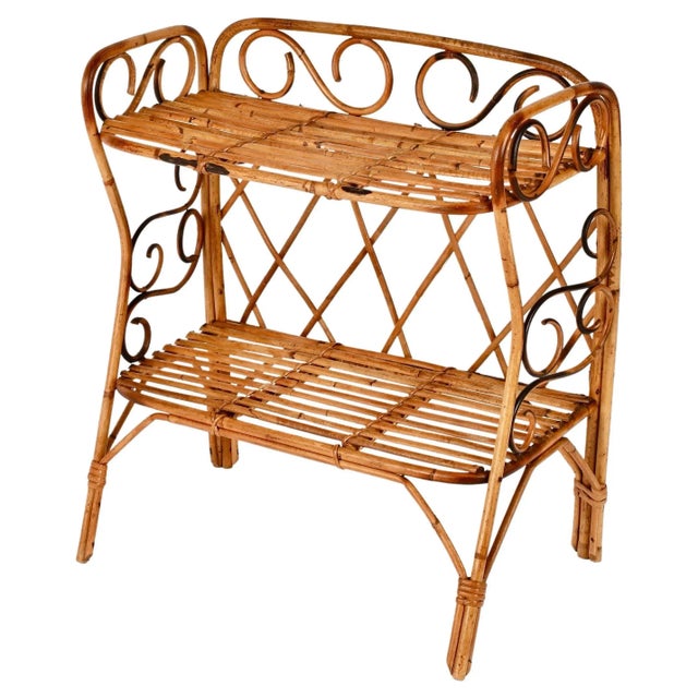 Mid-Century Italian Bamboo Two-Tier Rectangular Coffee or Bedside Table, 1960s For Sale - Image 16 of 16