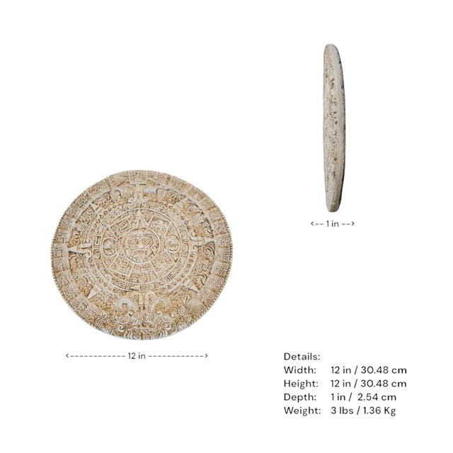 Mid-Century Modern 1980s Mayan Sun Calendar For Sale - Image 3 of 3