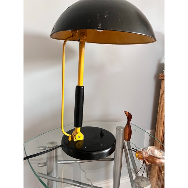 1930s 1930s Karl Träbert Designed Black and Yellow Dome Metal Desk Lamp, Vintage Bauhaus For Sale - Image 5 of 12
