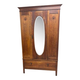 1800s Antique Oak Armoire For Sale