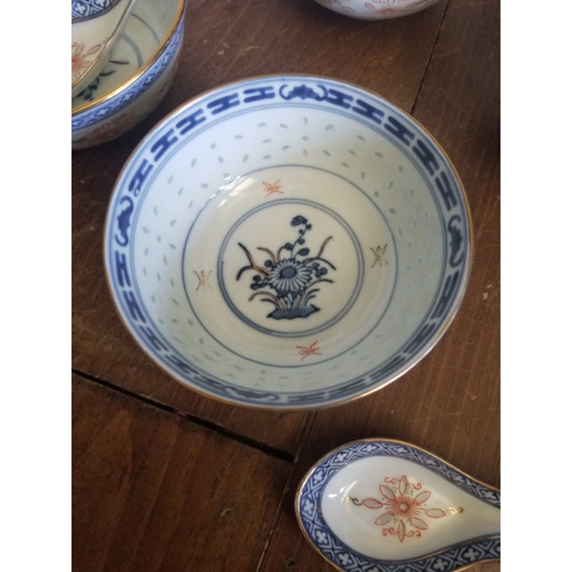 Asian Eight Asia Porcelain Bowls and Spoons For Sale - Image 3 of 5
