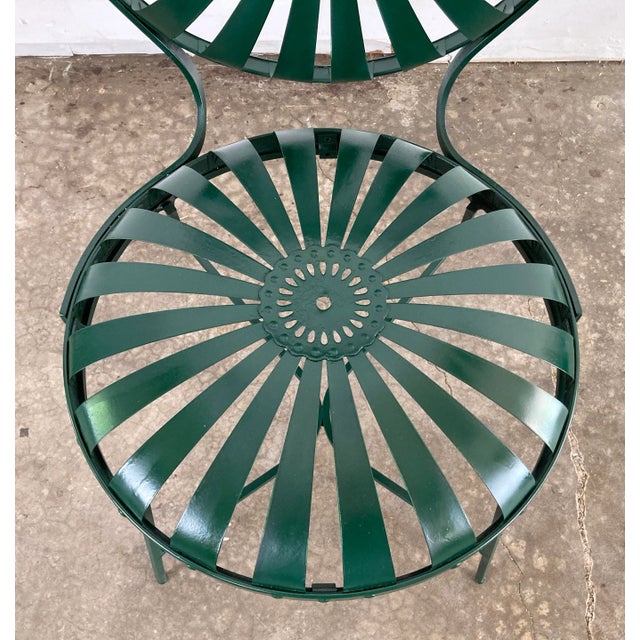 Metal Antique Francois Carre Sunburst Garden Chairs, a Pair For Sale - Image 7 of 9