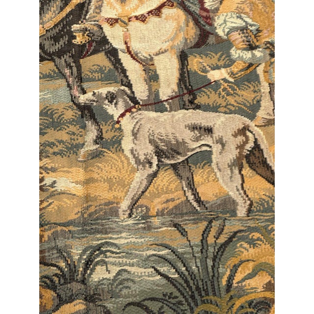 Vintage French Aubusson Style Jacquard Hunting with Hounds Tapestry, 1970s For Sale - Image 11 of 18