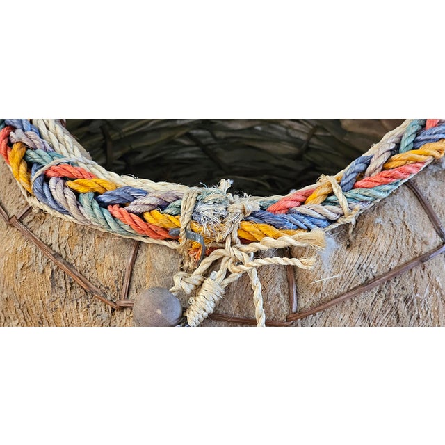Vintage Native American Style Handwoven Fiber Basket With Feather & Beaded Details For Sale - Image 11 of 14