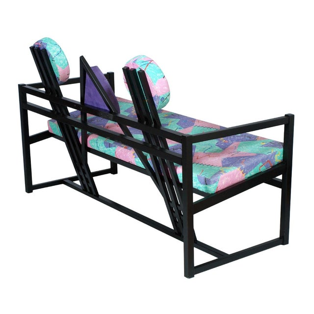 Gerrit Rietveld Italian Postmodern Sofa in Black Lacquered Walnut, 1980s For Sale - Image 4 of 10