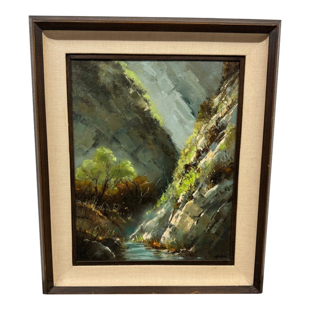 Mary Zeller Mountain Stream Impressionist Painting, Signed For Sale