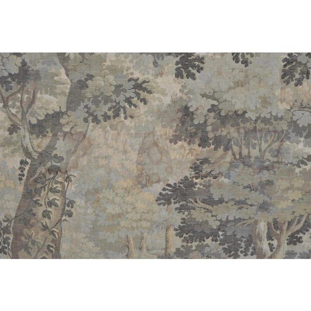 Wood Antique French Tapestry Louis XV Rococo Carved Wood Overmantle Trumeau Mirror For Sale - Image 7 of 12