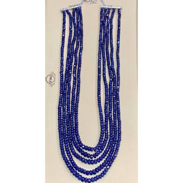 Faceted 980 Carat Natural Tanzanite Bead Five-Strand Necklace 14 Karat Gold For Sale - Image 11 of 18