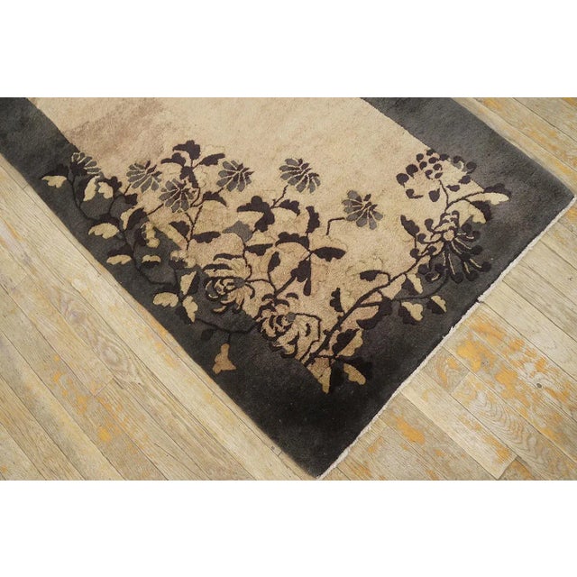 Taupe 1920s Beige-Brown Floral Modernist Rug Antique Art Deco Runner 2'6'' X 8'10" Carpet For Sale - Image 8 of 9