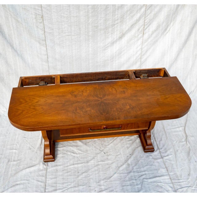 1930s Art Deco Flip Top Console Pedestal Table For Sale - Image 10 of 12