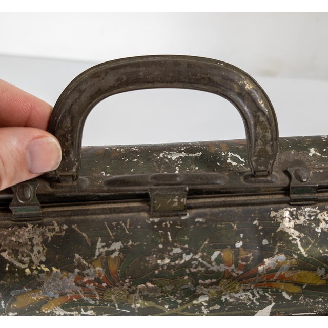 Early 20th Century English Art Nouveau Style Briefcase Form Biscuit Tin For Sale - Image 9 of 14