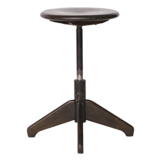 Vintage German Industrial Swivel Stool in Beech, 1950s For Sale