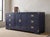 Beautiful vintage Young campaign-style dresser / credenza, professionally refinished in a rich deep navy blue using...