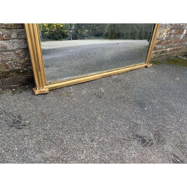 Large Antique English Gilt Overmantle Mirror For Sale - Image 5 of 8