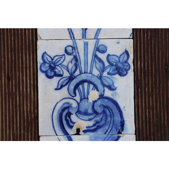 18th Century 18th Century Baroque Set of Three Tiles Depicting a Flower Vase For Sale - Image 5 of 8
