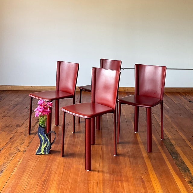 Frag Italian Postmodern Red Leather Dining Chairs For Sale In Portland, OR - Image 6 of 10