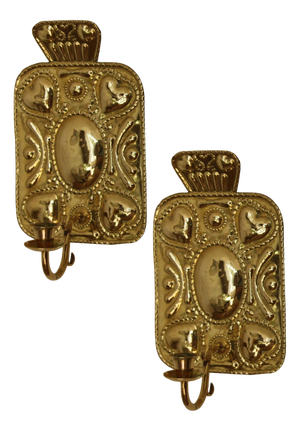 Swedish Baroque Style Brass Sconces, Set of 2