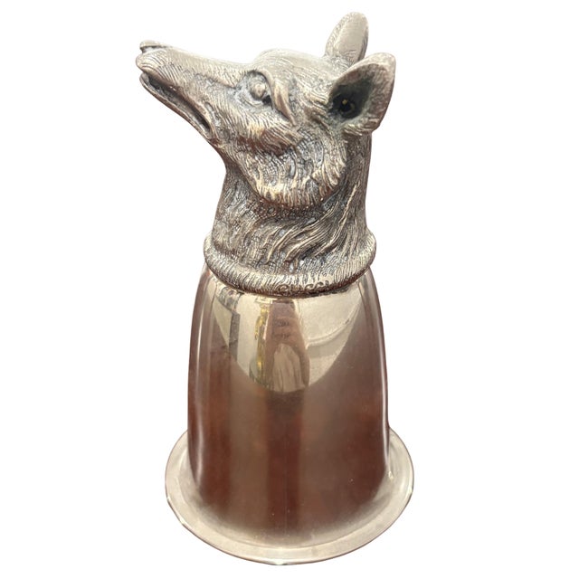 Traditional Vintage Gucci Silver-Tone Fox Head Stirrup Cup For Sale - Image 3 of 8