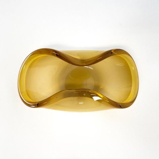 1960s Amber & Brown European Art Glass Bowl For Sale - Image 10 of 10