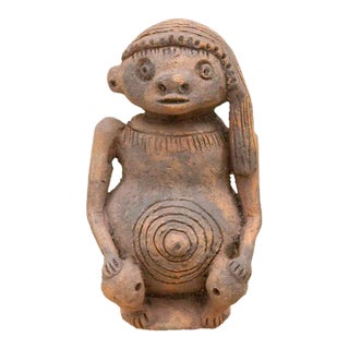Engraved Pre-Columbian Style Clay Sculpture For Sale