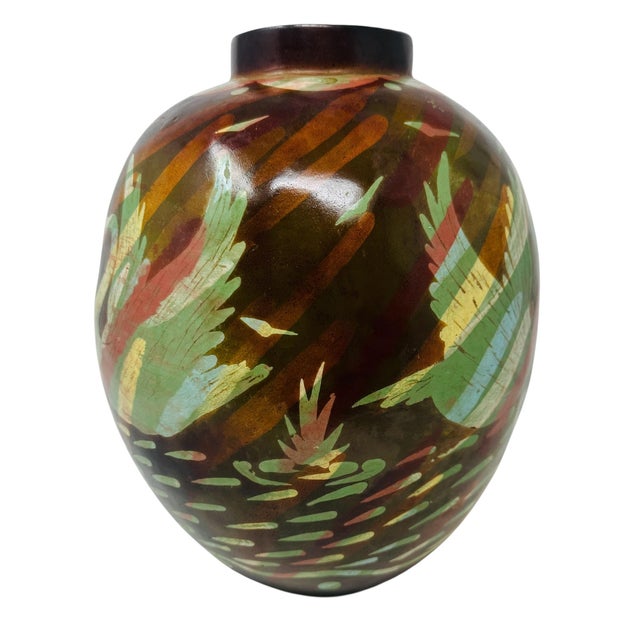 Black Large Vintage Peruvian Chulucanas Smoked Pottery Swan Sphere Vase For Sale - Image 8 of 12