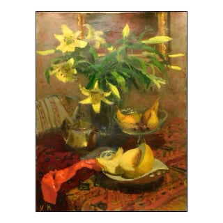 2004 "Lillies" Igor Nevsky Still Life Original Oil Painting on Canvas For Sale