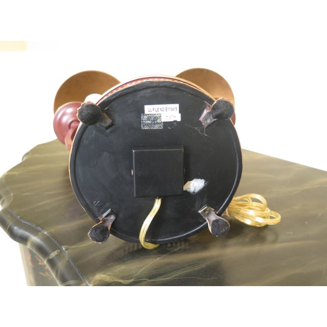 1990s Regency Style Red Toleware Decorative Desk or Table Lamp For Sale - Image 12 of 13