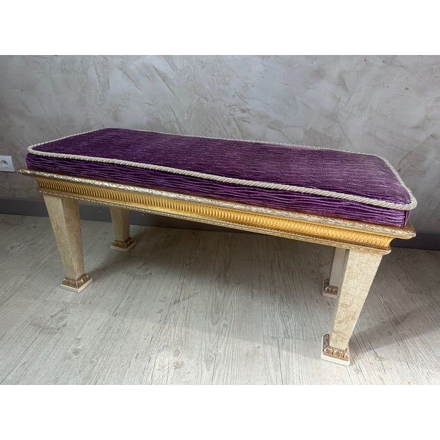 Purple Louis Xiv Style Bench, 1980 For Sale - Image 8 of 12
