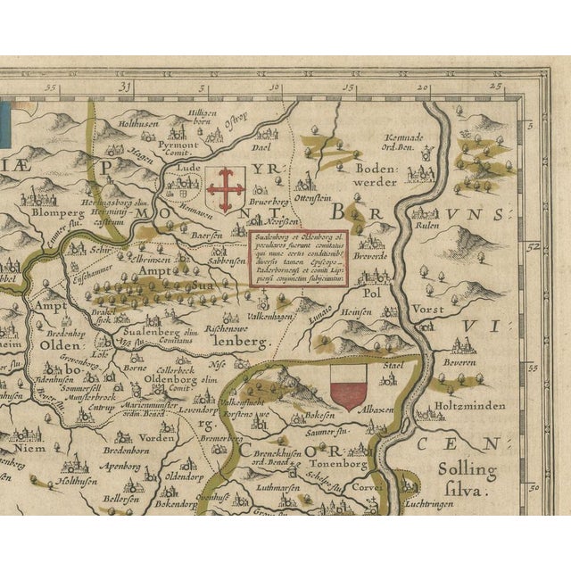 Historic Map of the Bishopric of Paderborn by Blaeu, 1645 For Sale - Image 3 of 7