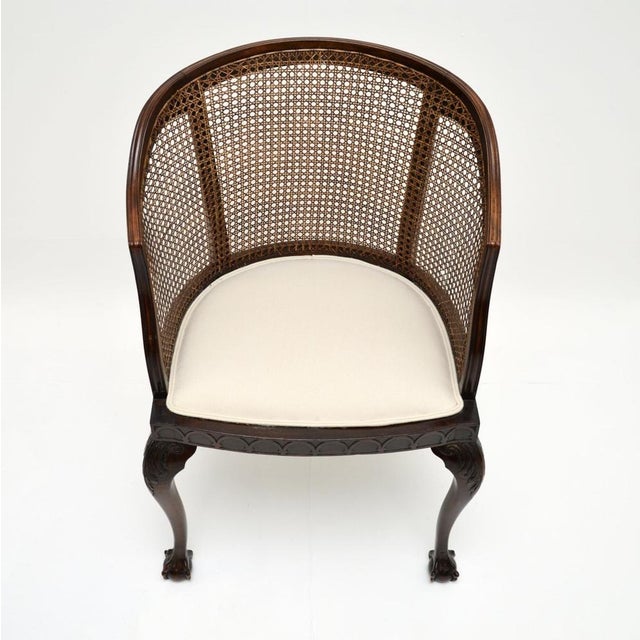 Wood Antique Edwardian Caned Armchair, 1900s For Sale - Image 7 of 12