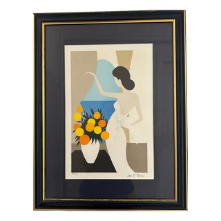 Maria Theresa Torres, Female Figure with Flowers, 1980s, Lithograph For Sale