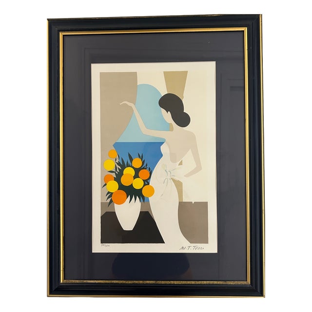 Maria Theresa Torres, Female Figure with Flowers, 1980s, Lithograph For Sale