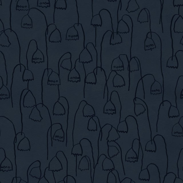 Contemporary Sample - Baby Bells Wallpaper by Susan Hable in Black on Black For Sale - Image 3 of 3