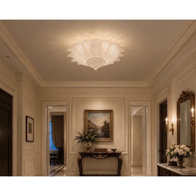 Fabio Ltd 21st Century Italian Palma Clear Graniglia Murano Glass Flush Mount by Fabio LTD For Sale - Image 4 of 4
